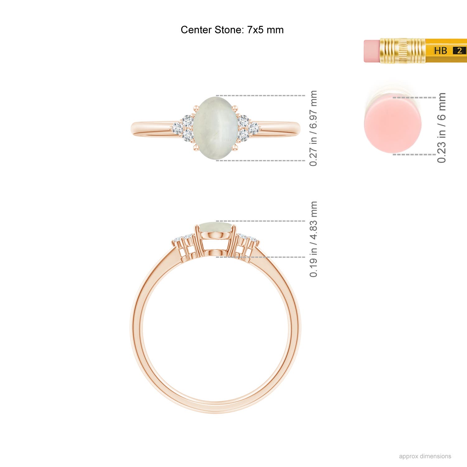 AA - Moonstone / 0.76 CT / 14 KT Rose Gold