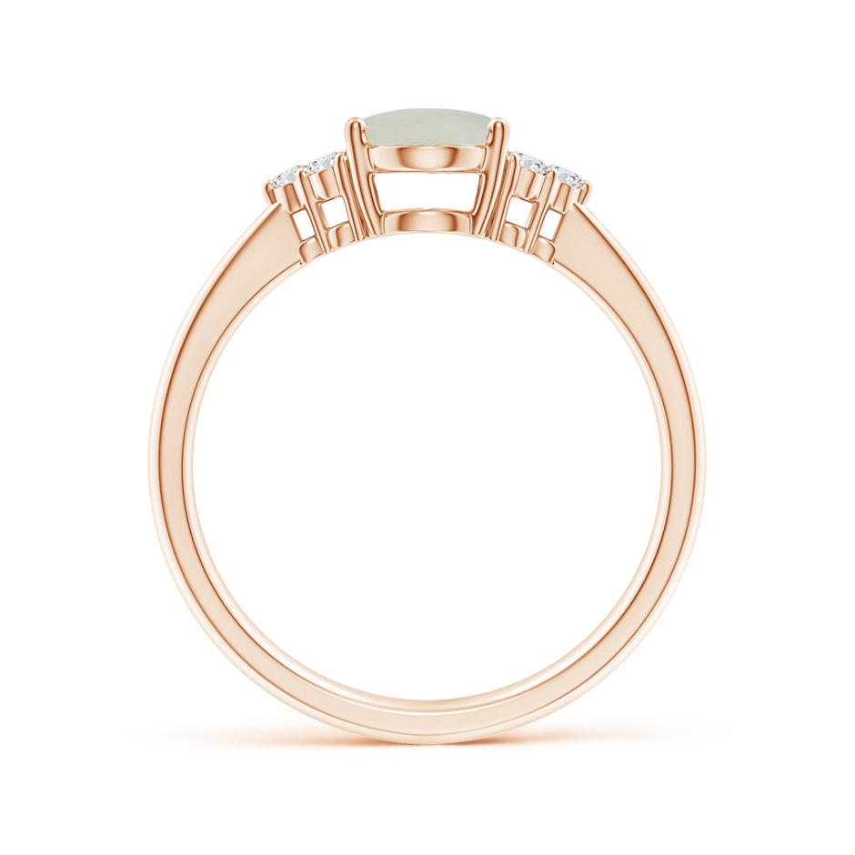 8x6mm A Tapered Shank Oval Moonstone Ring with Trio Diamond Accent in Rose Gold side-1
