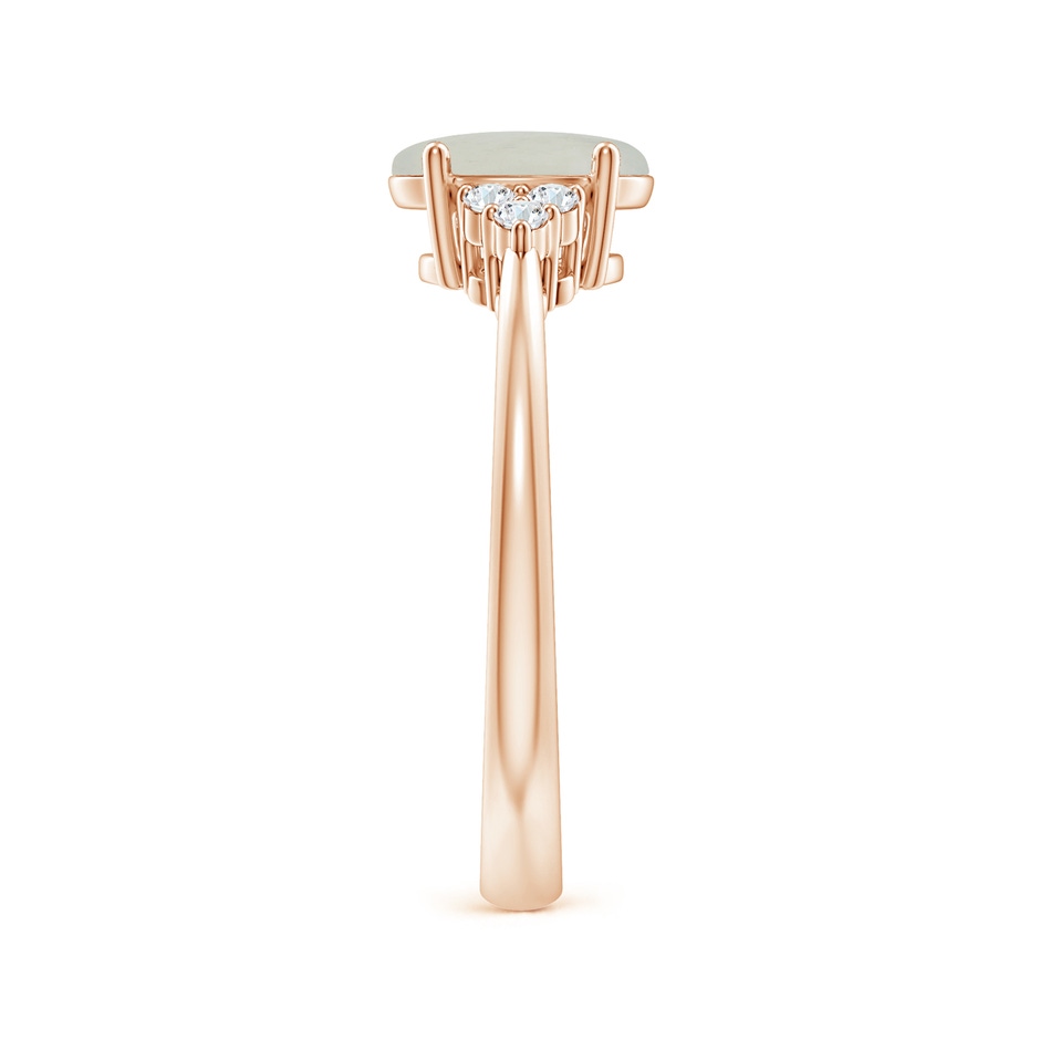 8x6mm A Tapered Shank Oval Moonstone Ring with Trio Diamond Accent in Rose Gold side-2