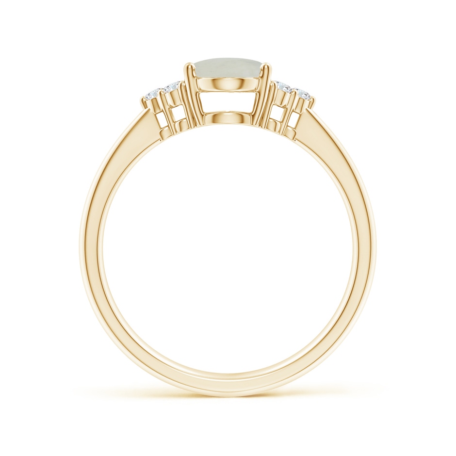 8x6mm A Tapered Shank Oval Moonstone Ring with Trio Diamond Accent in Yellow Gold side-1