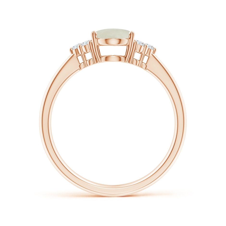 8x6mm AA Tapered Shank Oval Moonstone Ring with Trio Diamond Accent in Rose Gold side-1