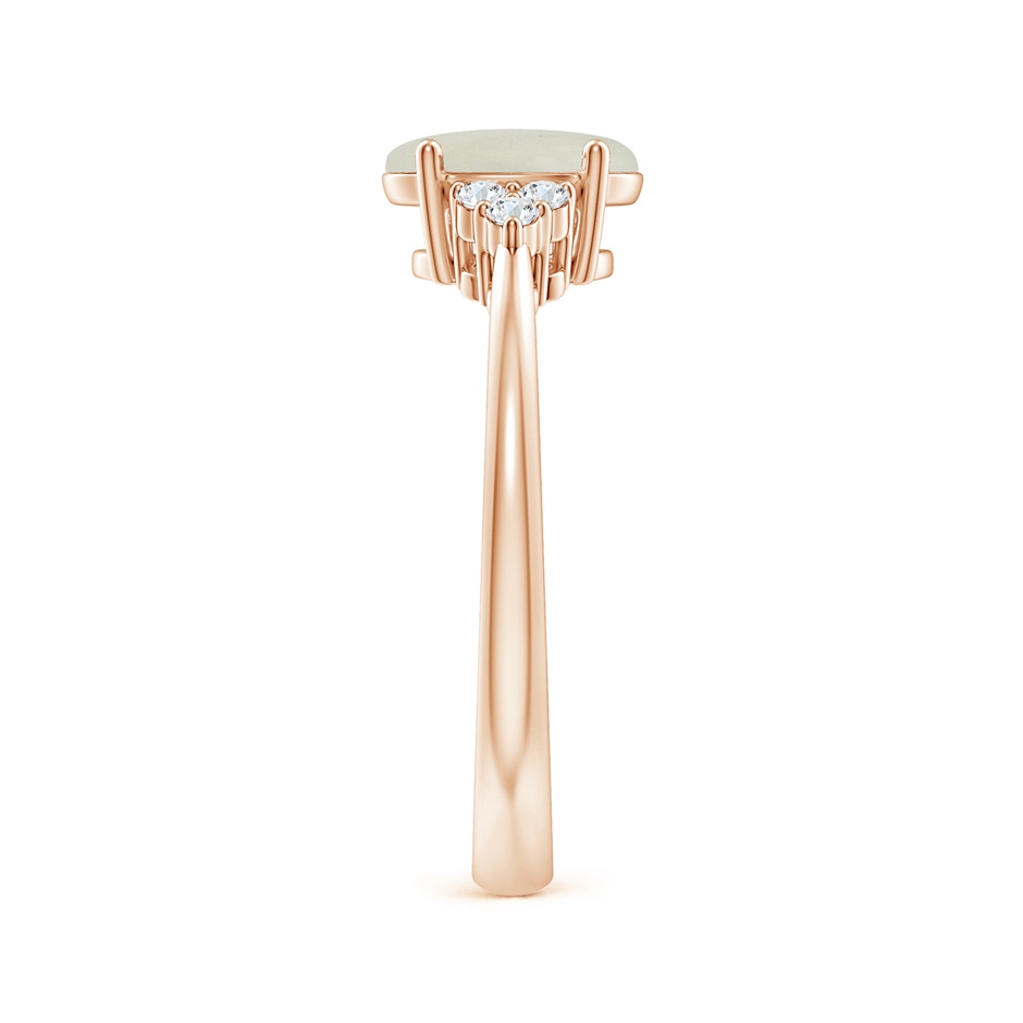 8x6mm AA Tapered Shank Oval Moonstone Ring with Trio Diamond Accent in Rose Gold side-2