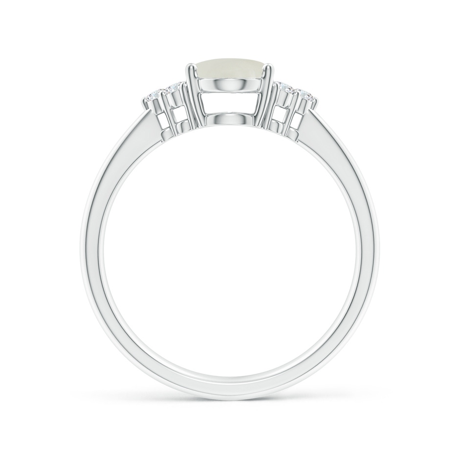 8x6mm AAAA Tapered Shank Oval Moonstone Ring with Trio Diamond Accent in White Gold side-1