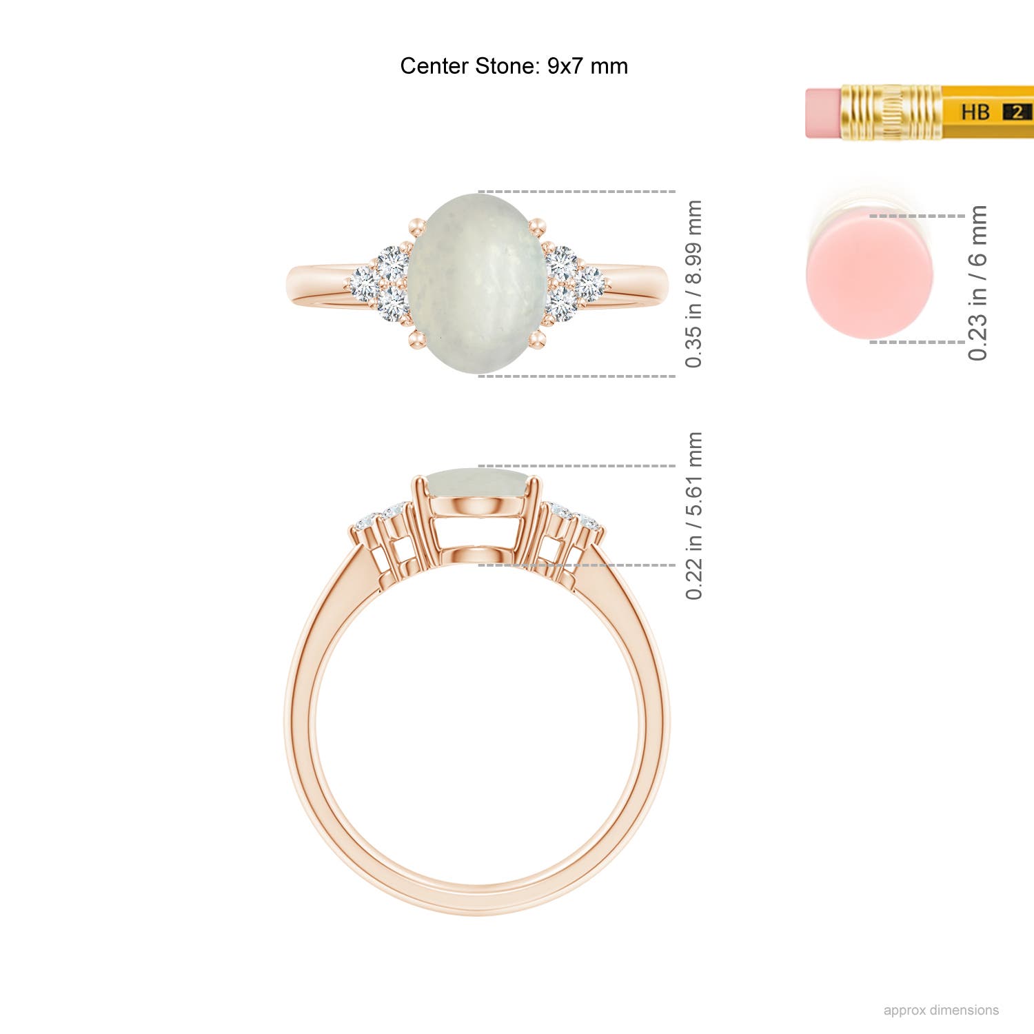 A - Moonstone / 1.83 CT / 14 KT Rose Gold