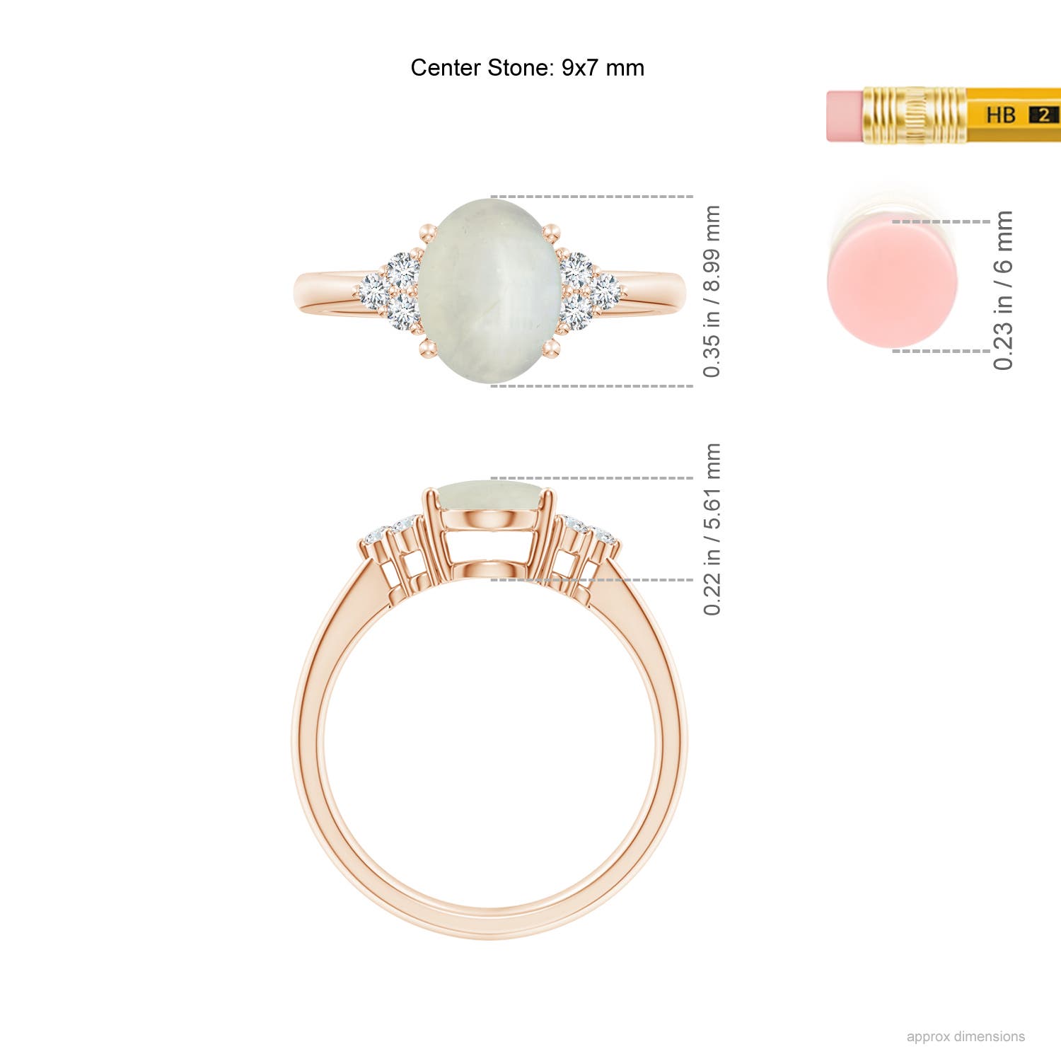 AA - Moonstone / 1.83 CT / 14 KT Rose Gold