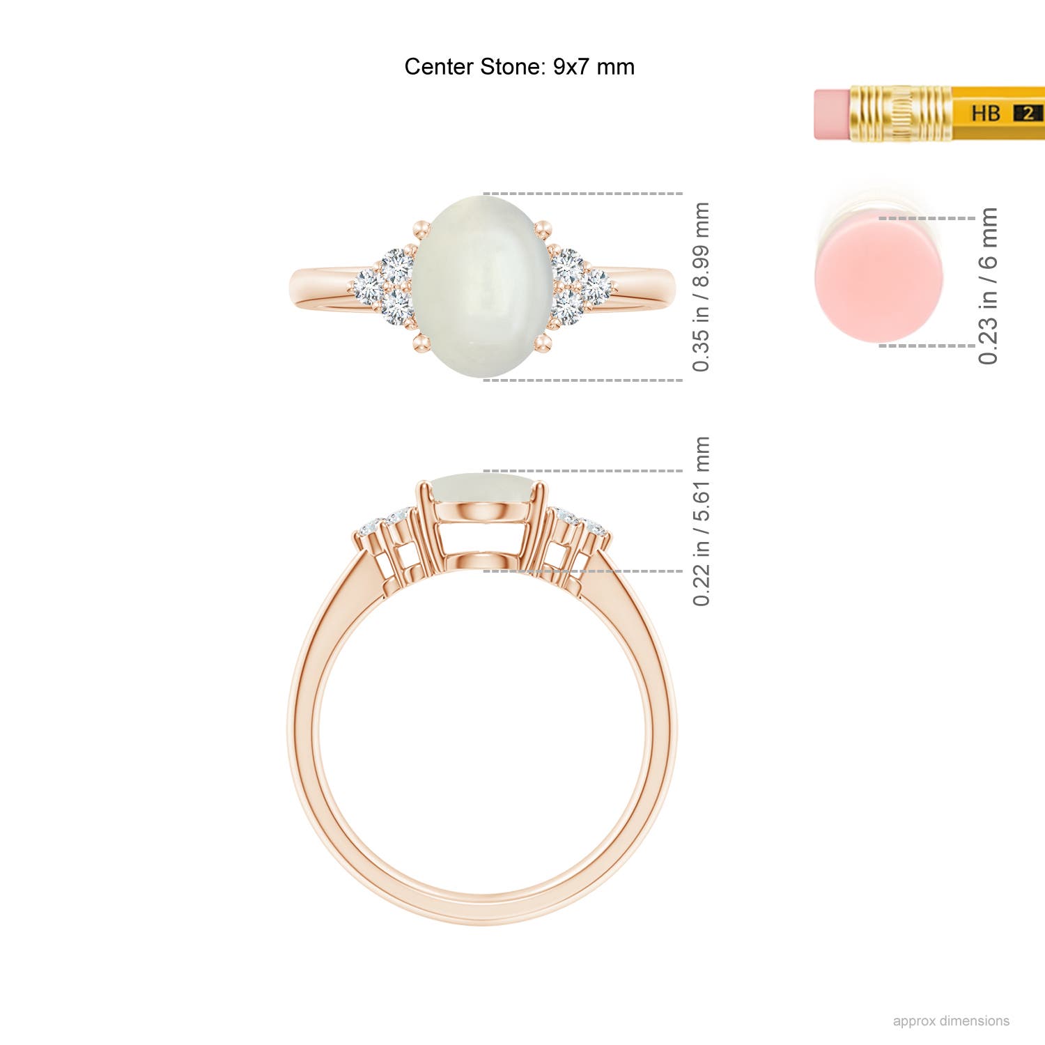 AAAA - Moonstone / 1.83 CT / 14 KT Rose Gold