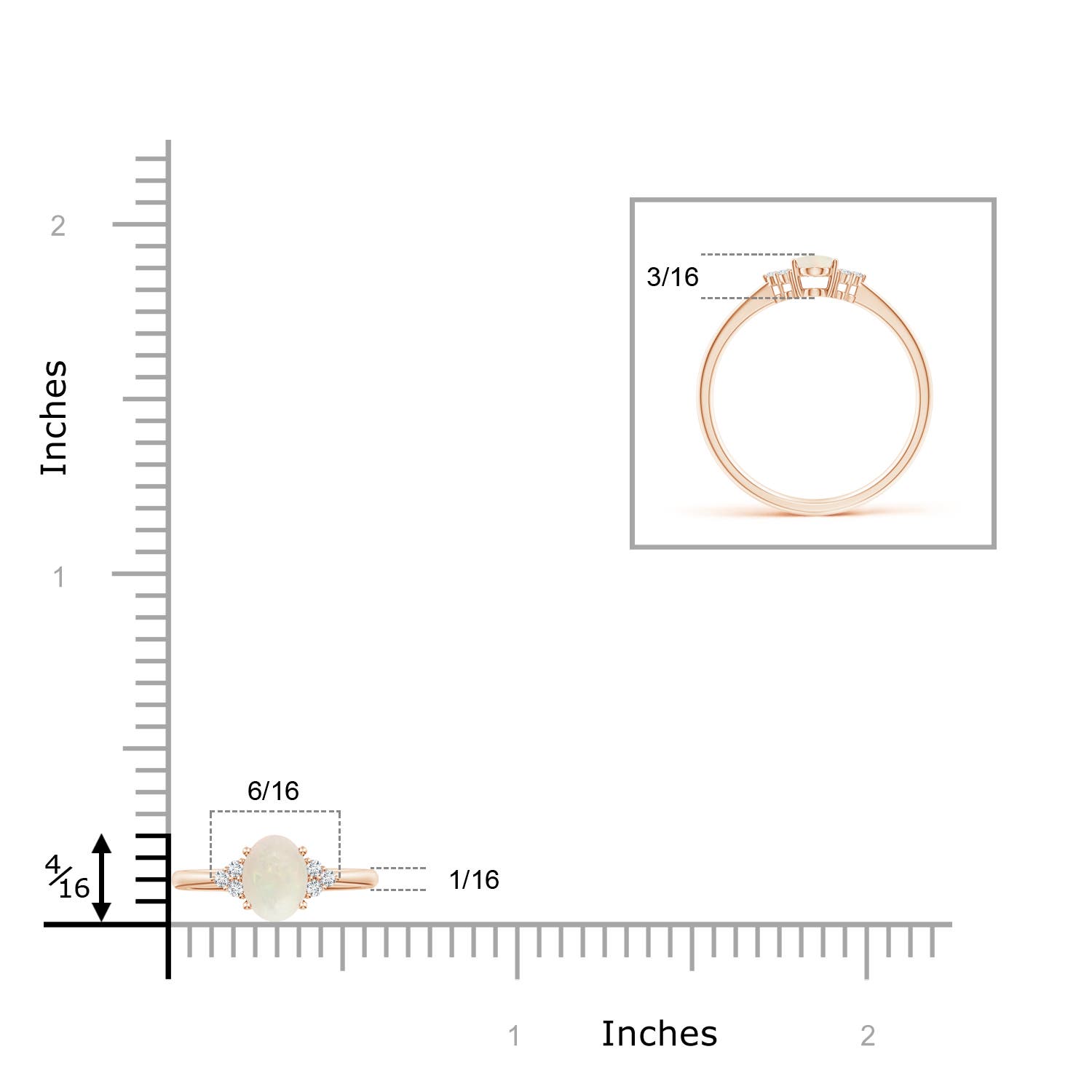 A - Opal / 0.34 CT / 14 KT Rose Gold