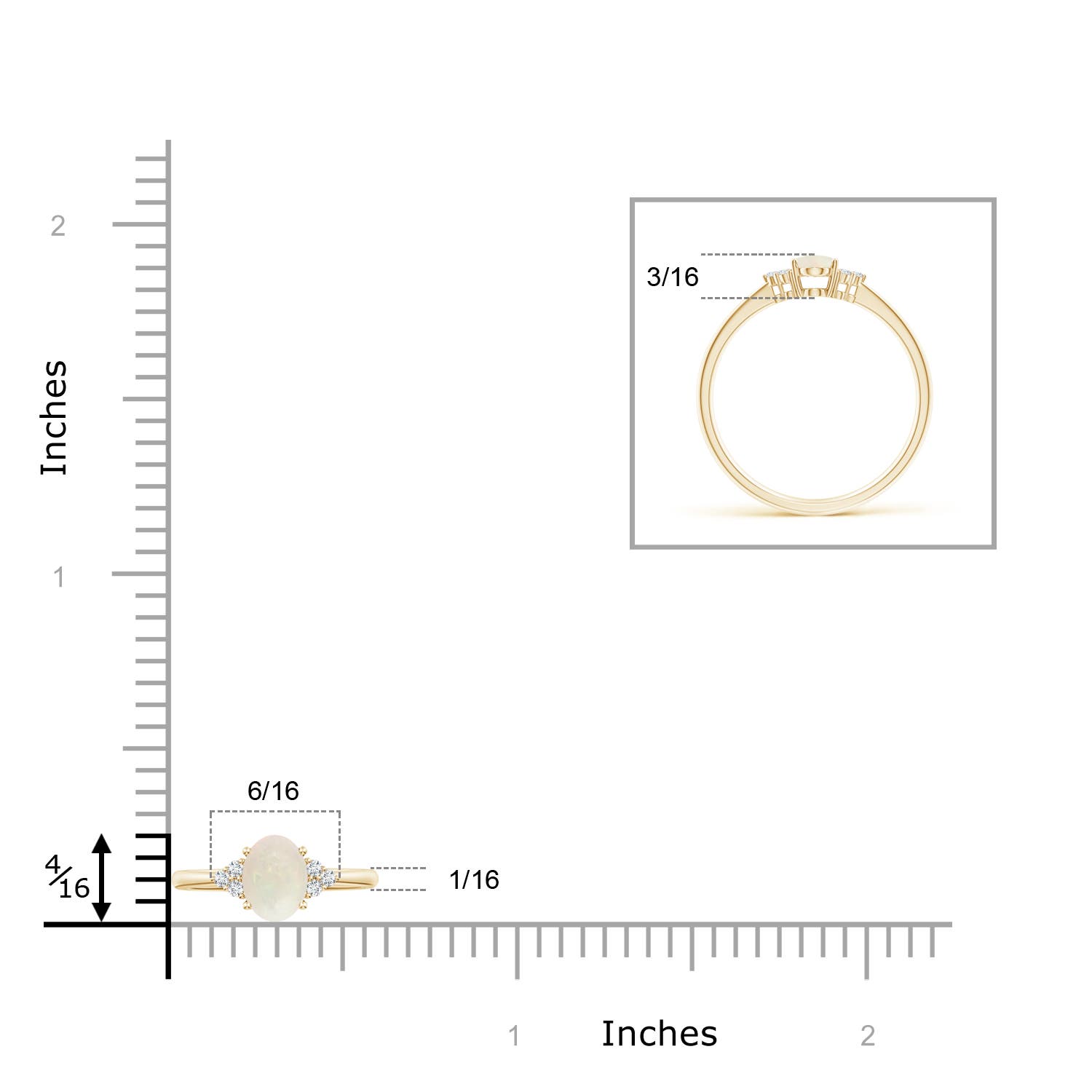 A - Opal / 0.34 CT / 14 KT Yellow Gold