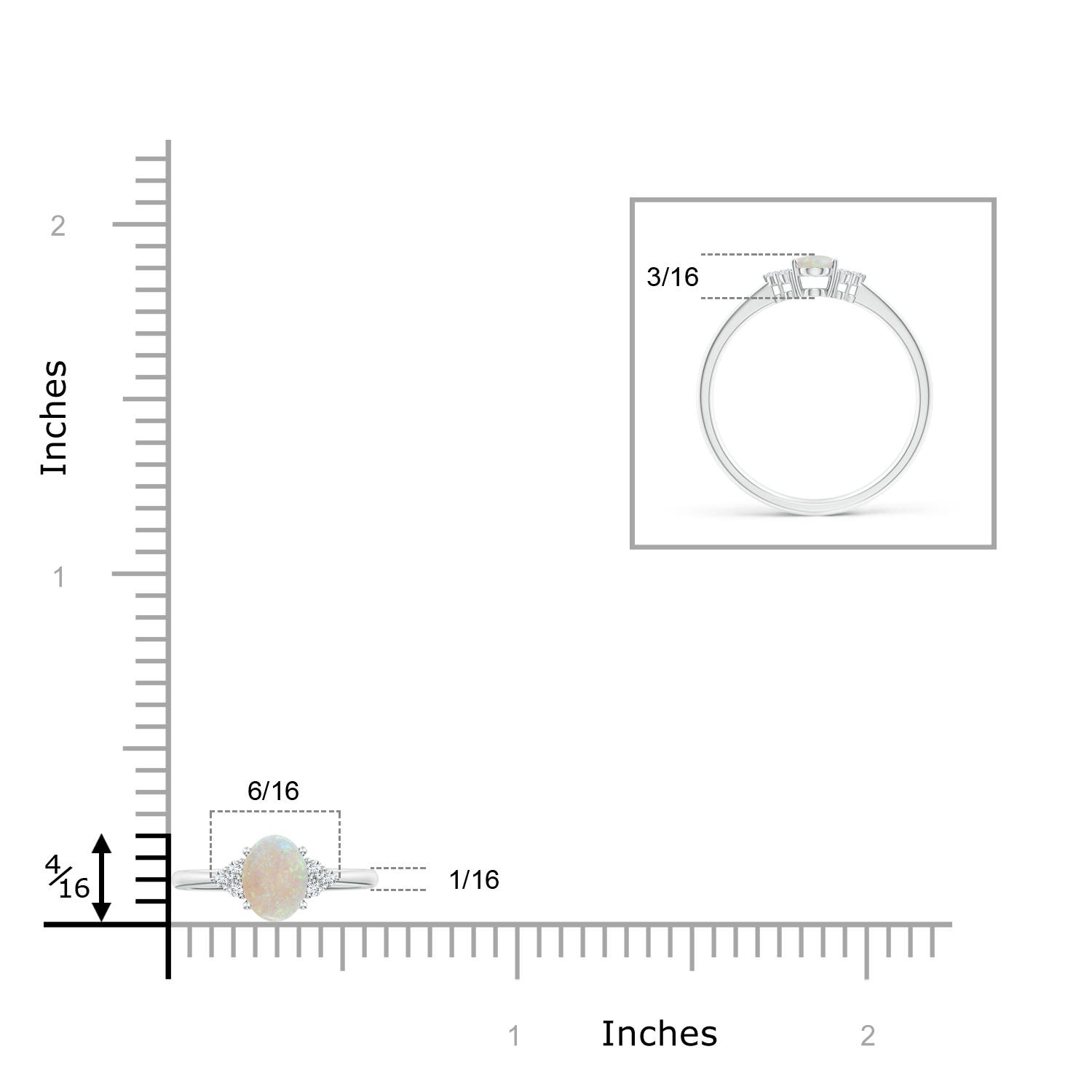 AA - Opal / 0.34 CT / 14 KT White Gold