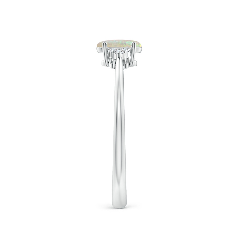 6x4mm AAA Tapered Shank Oval Opal Ring with Trio Diamond Accent in P950 Platinum side 299