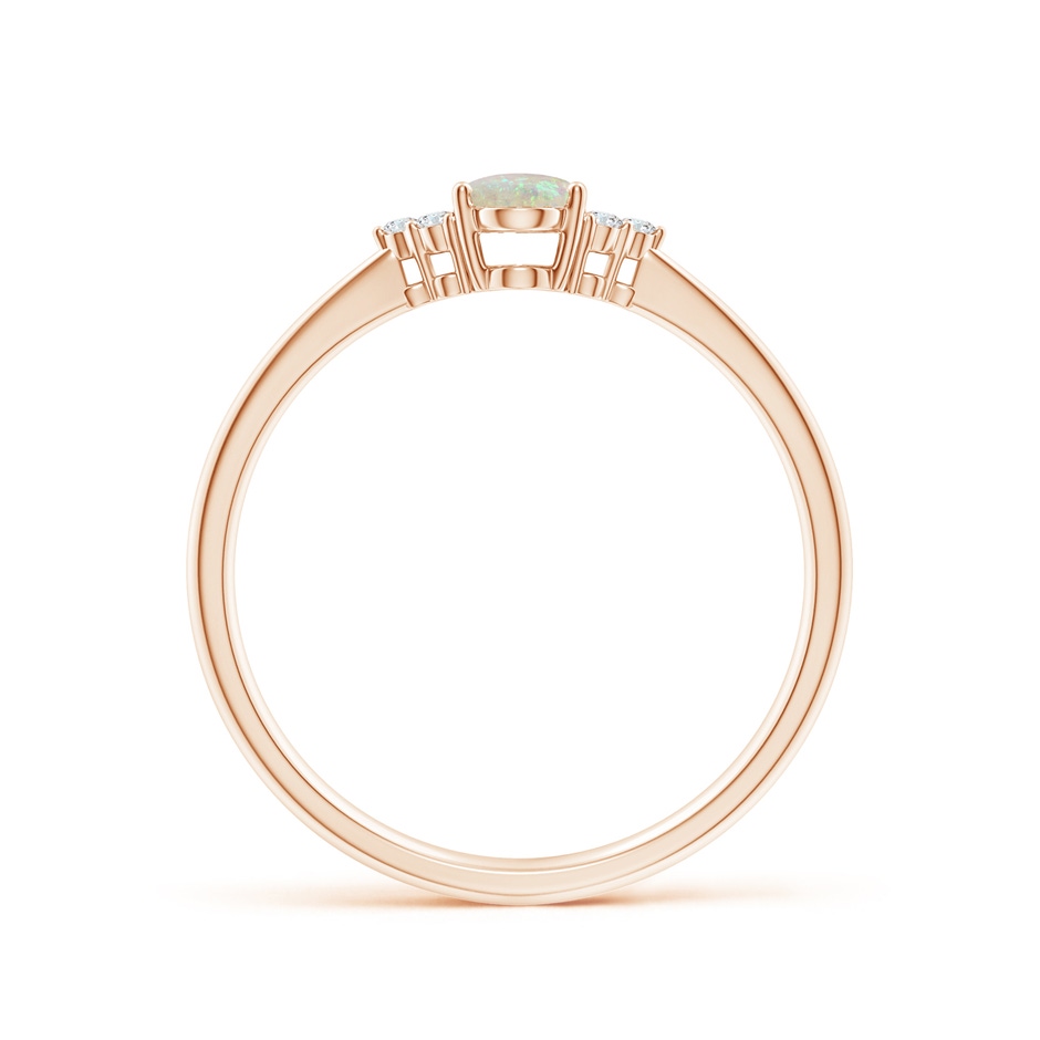 6x4mm AAA Tapered Shank Oval Opal Ring with Trio Diamond Accent in Rose Gold side 199