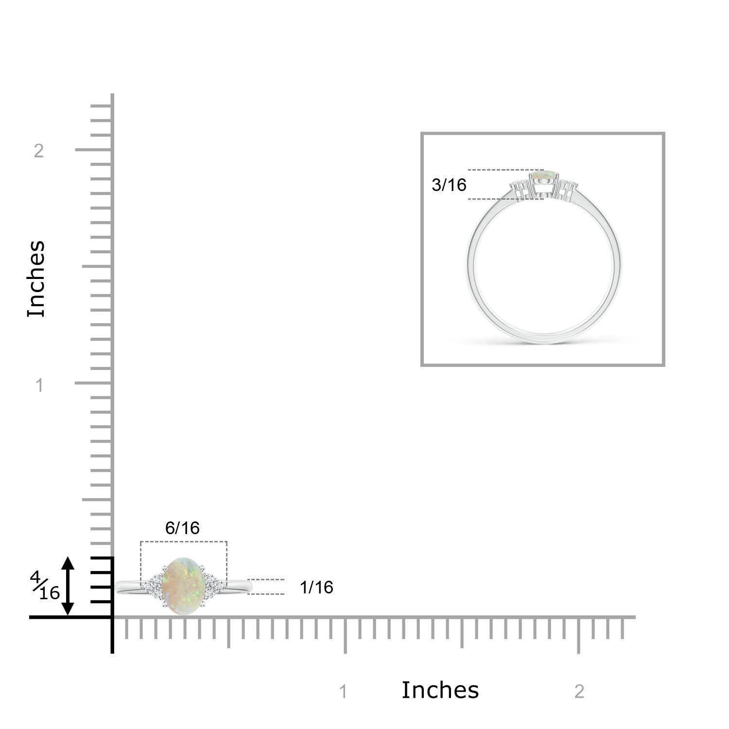 AAA - Opal / 0.34 CT / 14 KT White Gold