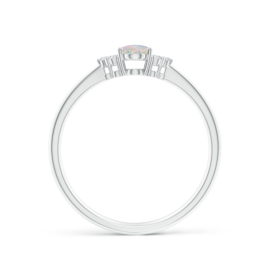 6x4mm AAAA Tapered Shank Oval Opal Ring with Trio Diamond Accent in White Gold side 199