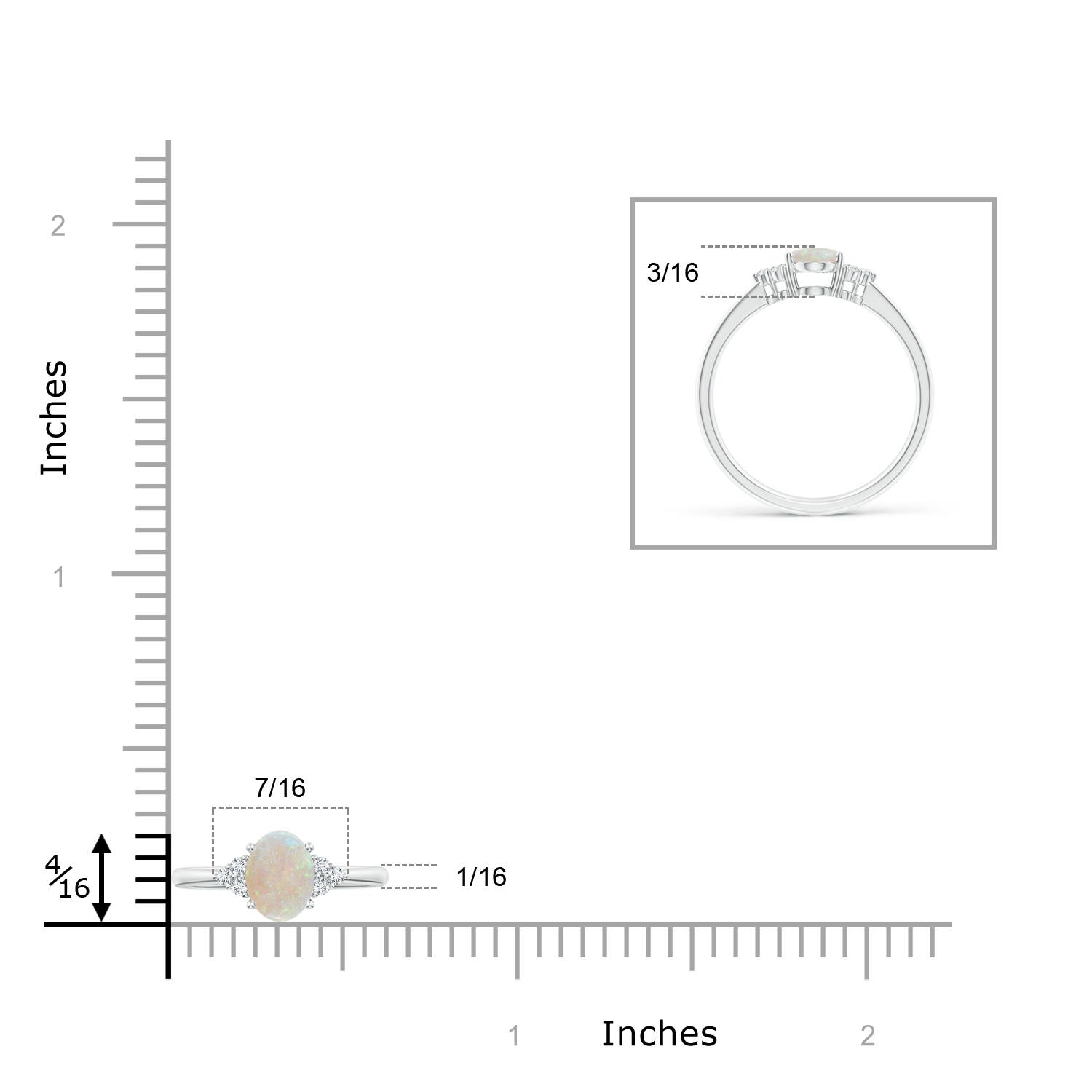 AA - Opal / 0.53 CT / 14 KT White Gold