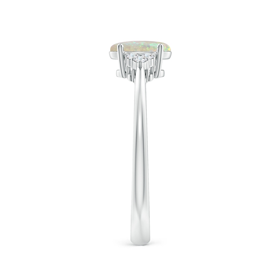 7x5mm AAA Tapered Shank Oval Opal Ring with Trio Diamond Accent in P950 Platinum side 299