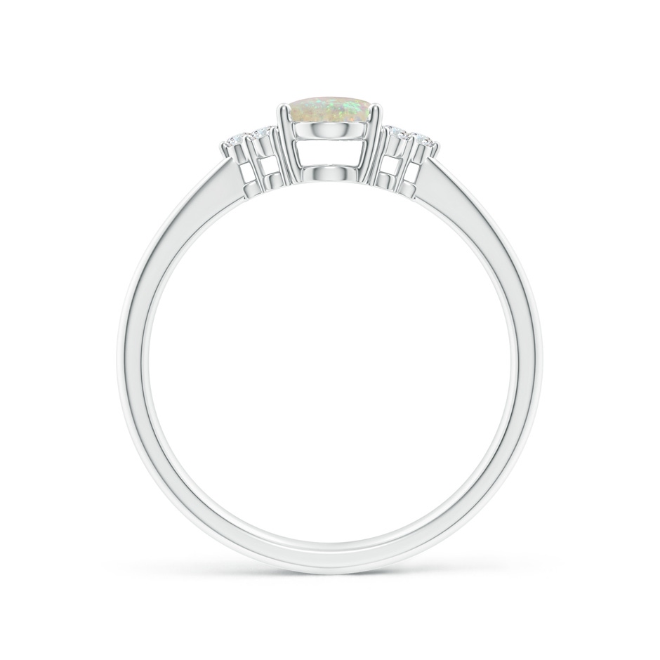 7x5mm AAA Tapered Shank Oval Opal Ring with Trio Diamond Accent in White Gold side 199