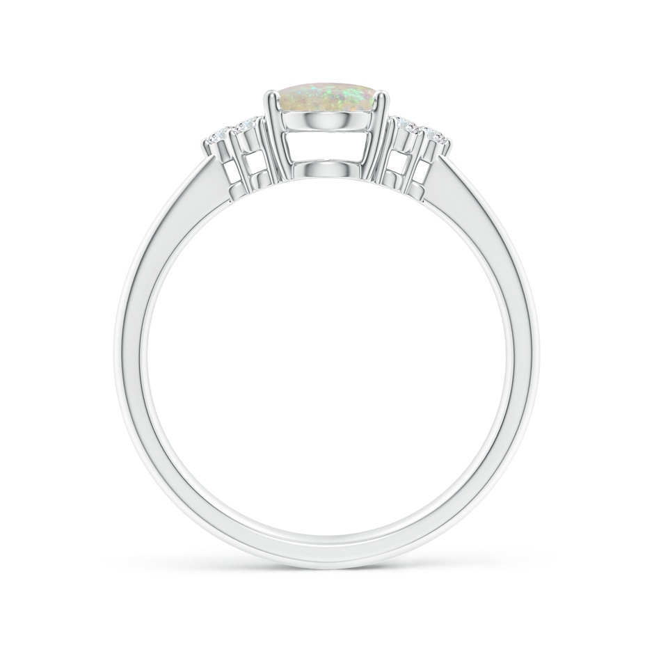 8x6mm AAA Tapered Shank Oval Opal Ring with Trio Diamond Accent in White Gold side 199