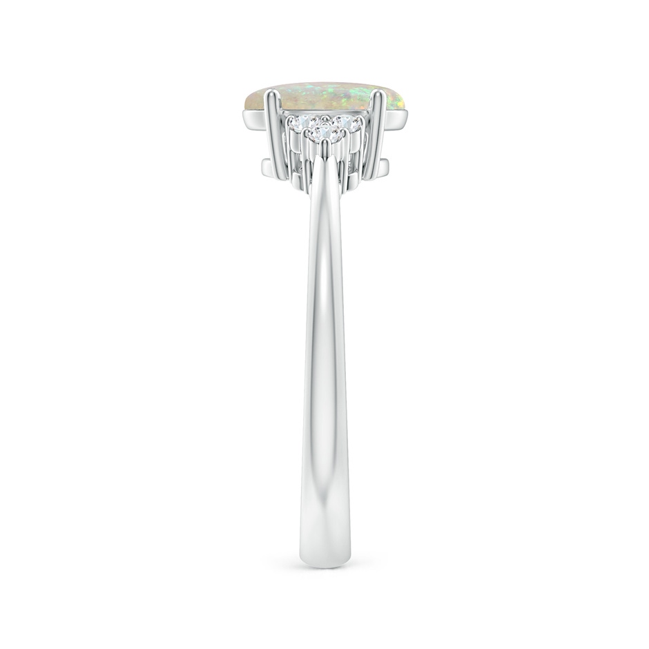 8x6mm AAA Tapered Shank Oval Opal Ring with Trio Diamond Accent in White Gold side 299