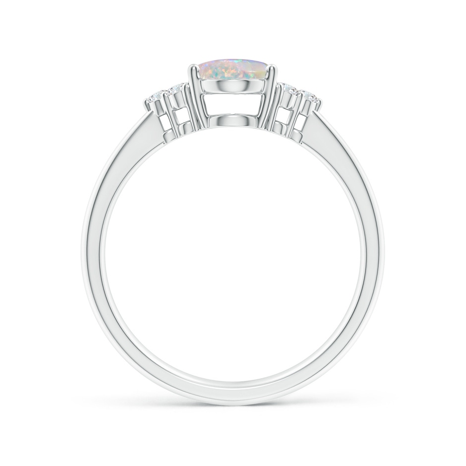 8x6mm AAAA Tapered Shank Oval Opal Ring with Trio Diamond Accent in P950 Platinum side 199