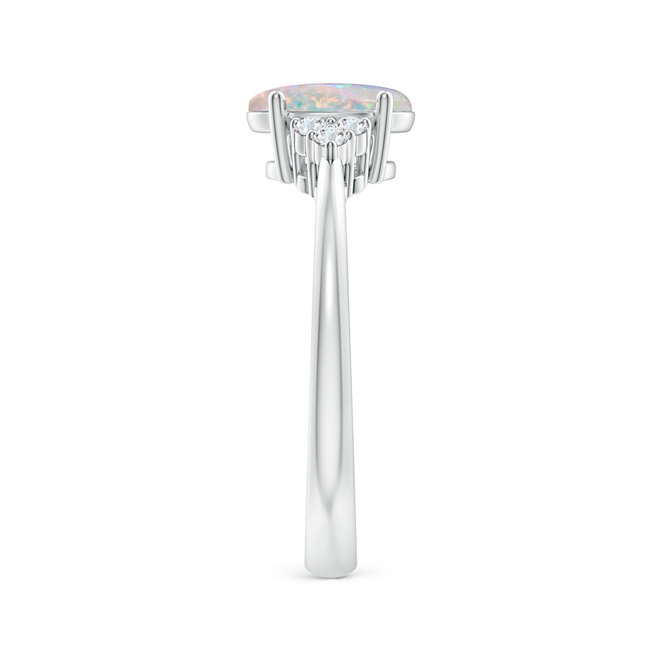 8x6mm AAAA Tapered Shank Oval Opal Ring with Trio Diamond Accent in P950 Platinum side 299