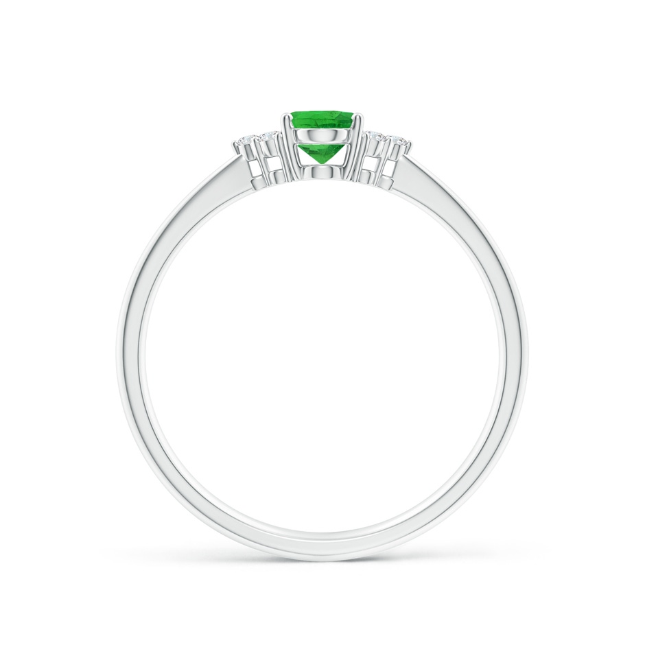 6x4mm AAA Tapered Shank Oval Tsavorite Ring with Trio Diamond Accent in 18K White Gold side 199