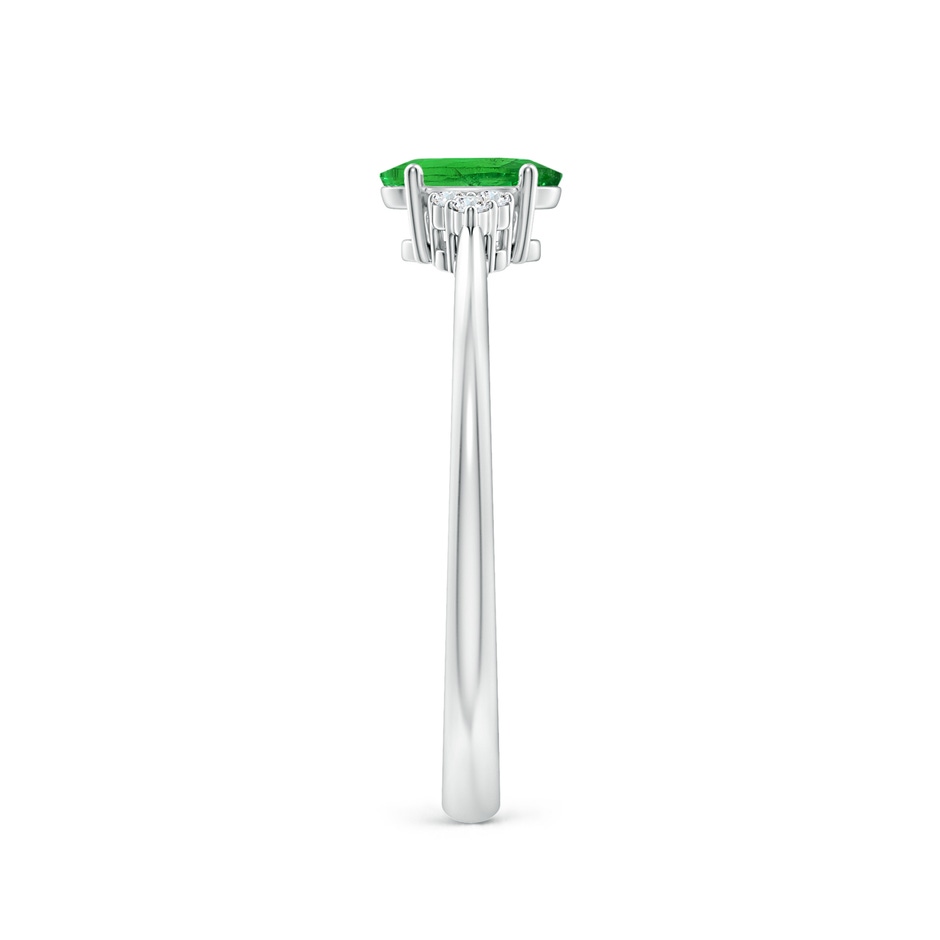 6x4mm AAA Tapered Shank Oval Tsavorite Ring with Trio Diamond Accent in 18K White Gold side 299