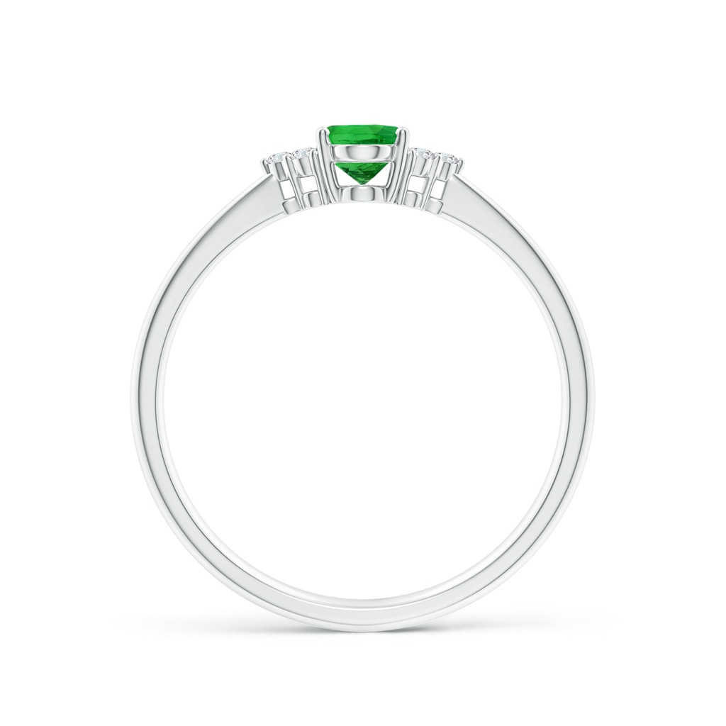 6x4mm AAAA Tapered Shank Oval Tsavorite Ring with Trio Diamond Accent in P950 Platinum - side 199