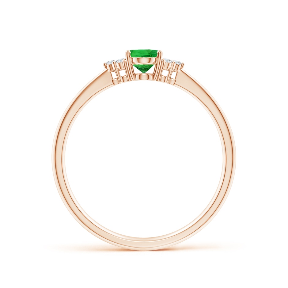 6x4mm AAAA Tapered Shank Oval Tsavorite Ring with Trio Diamond Accent in Rose Gold side 199