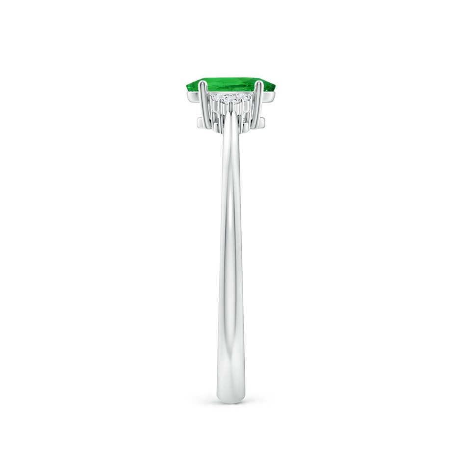 6x4mm AAAA Tapered Shank Oval Tsavorite Ring with Trio Diamond Accent in S999 Silver side 299