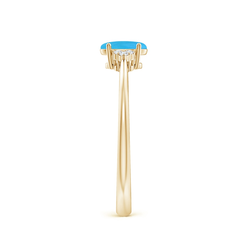 6x4mm AAAA Tapered Shank Oval Turquoise Ring with Trio Diamond Accent in Yellow Gold side-2