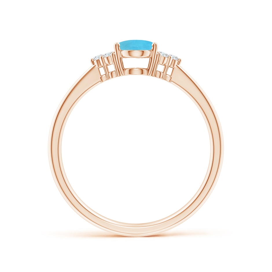 7x5mm AA Tapered Shank Oval Turquoise Ring with Trio Diamond Accent in Rose Gold side-1