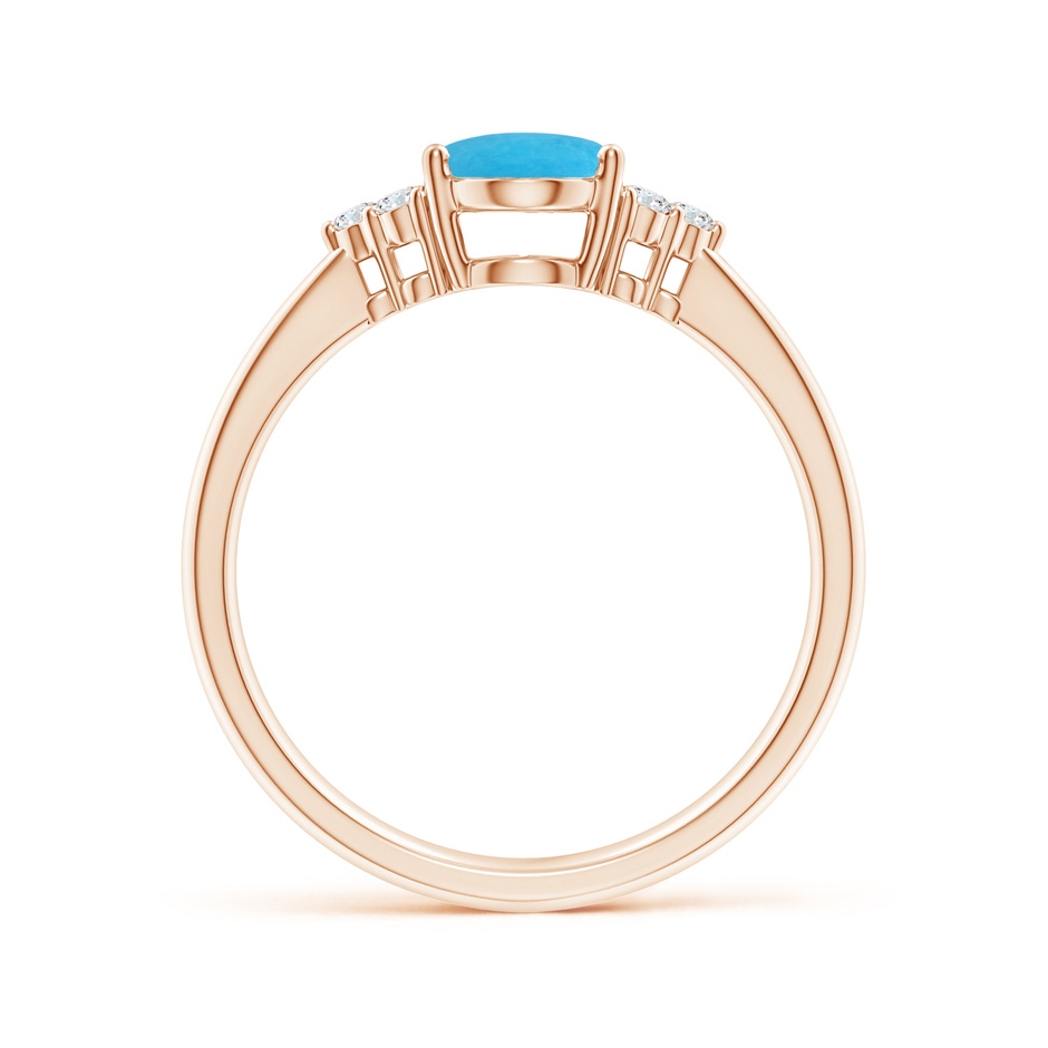8x6mm A Tapered Shank Oval Turquoise Ring with Trio Diamond Accent in Rose Gold side-1