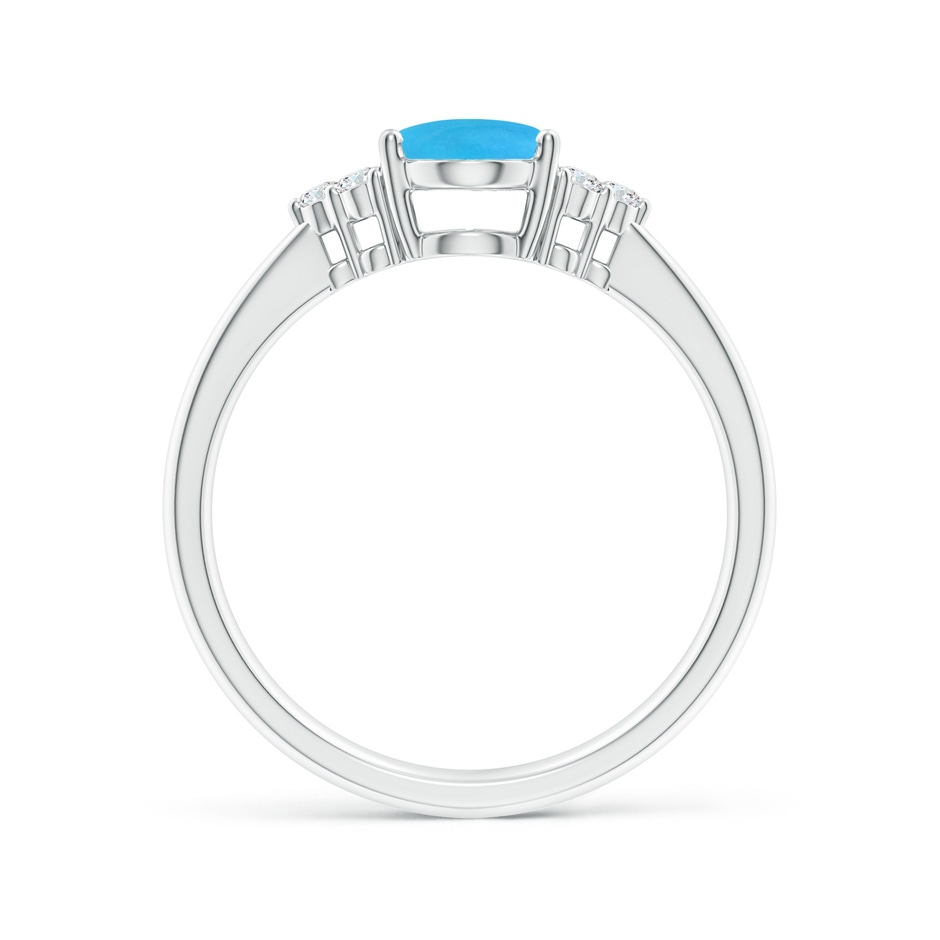 8x6mm AAAA Tapered Shank Oval Turquoise Ring with Trio Diamond Accent in White Gold side-1