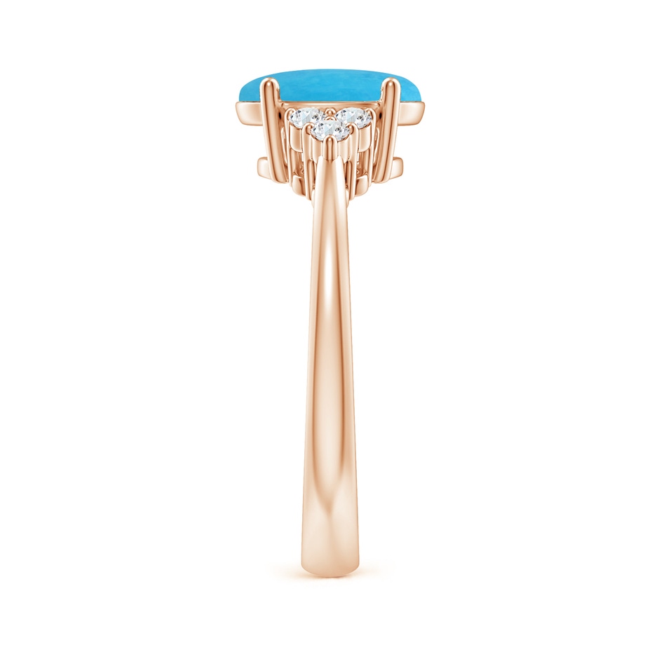 9x7mm A Tapered Shank Oval Turquoise Ring with Trio Diamond Accent in Rose Gold side-2
