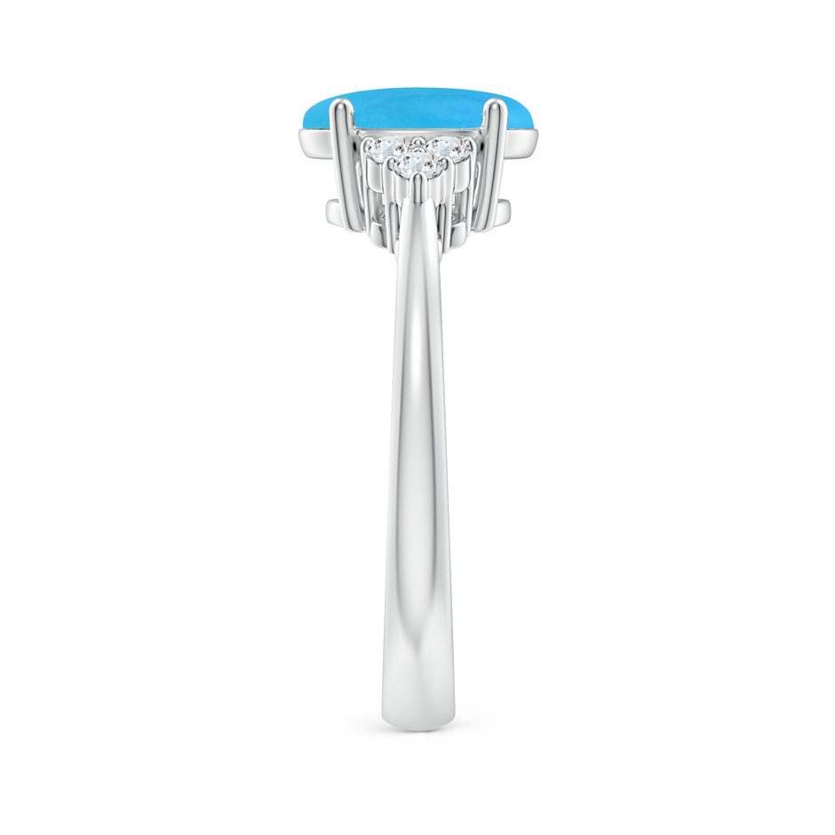 9x7mm AAAA Tapered Shank Oval Turquoise Ring with Trio Diamond Accent in White Gold side-2