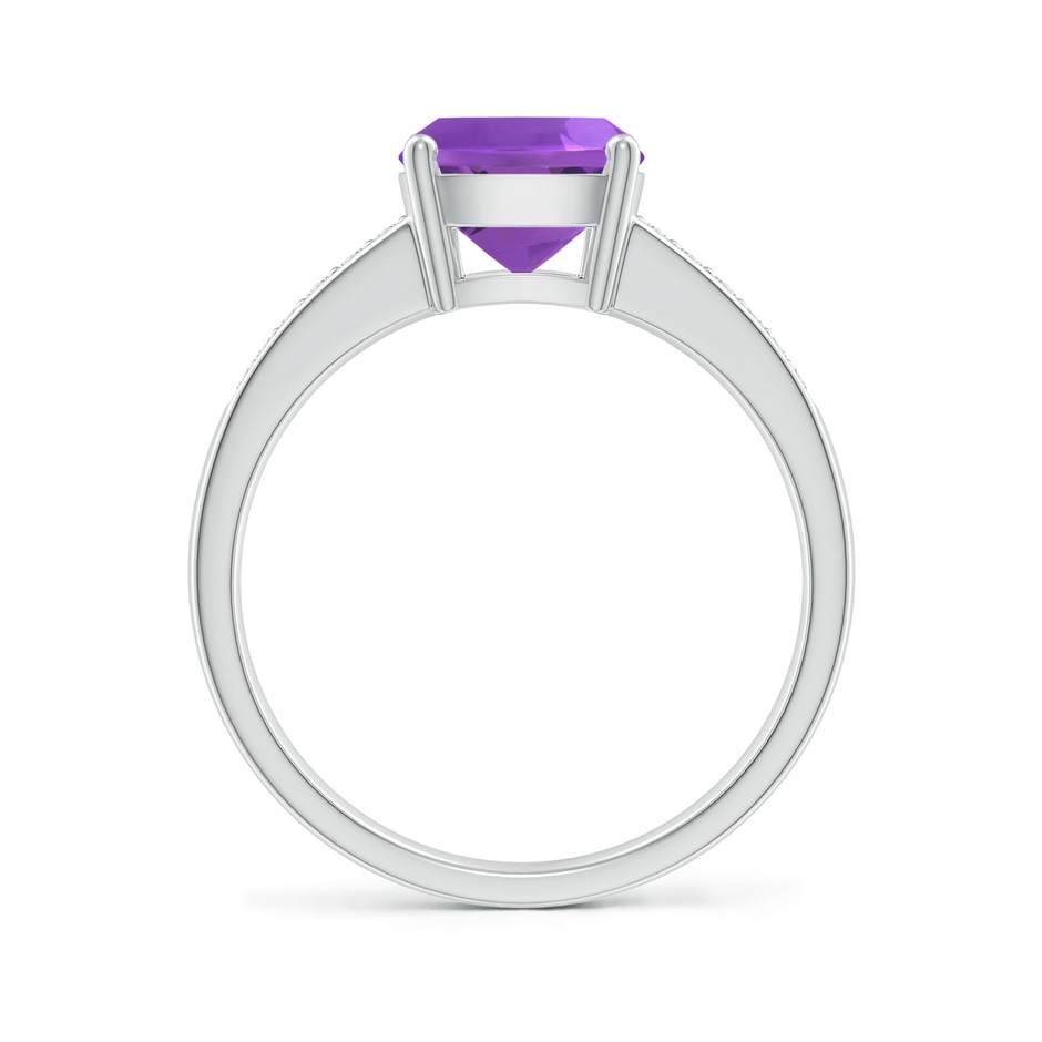 9x7mm AAA Cushion Amethyst Cocktail Ring with Diamonds in White Gold side-1