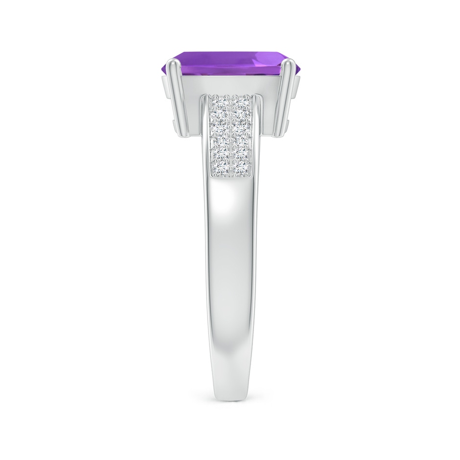 9x7mm AAA Cushion Amethyst Cocktail Ring with Diamonds in White Gold side-2