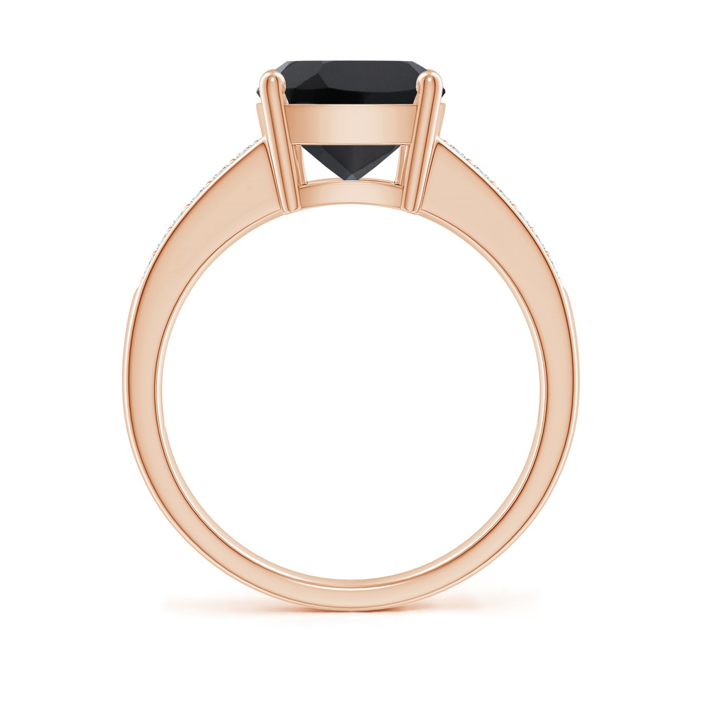 10x8mm AAA Cushion Black Onyx Cocktail Ring with Diamonds in Rose Gold - side_1