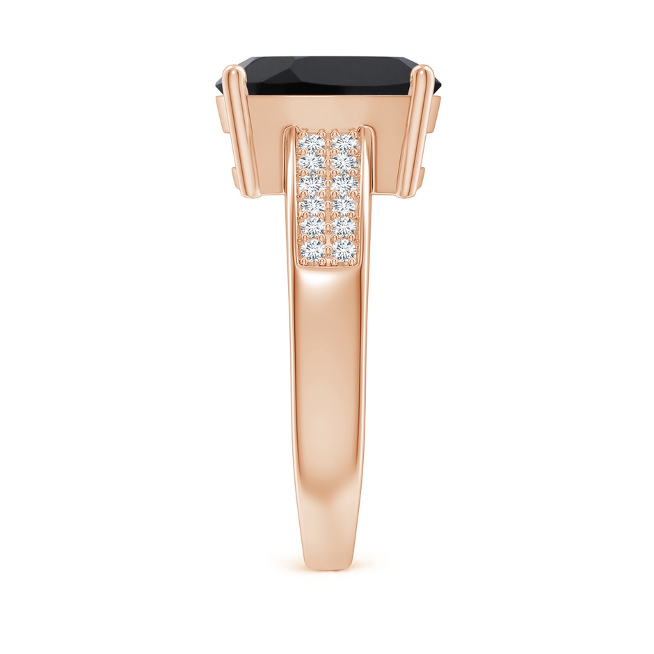 10x8mm AAA Cushion Black Onyx Cocktail Ring with Diamonds in Rose Gold side-2