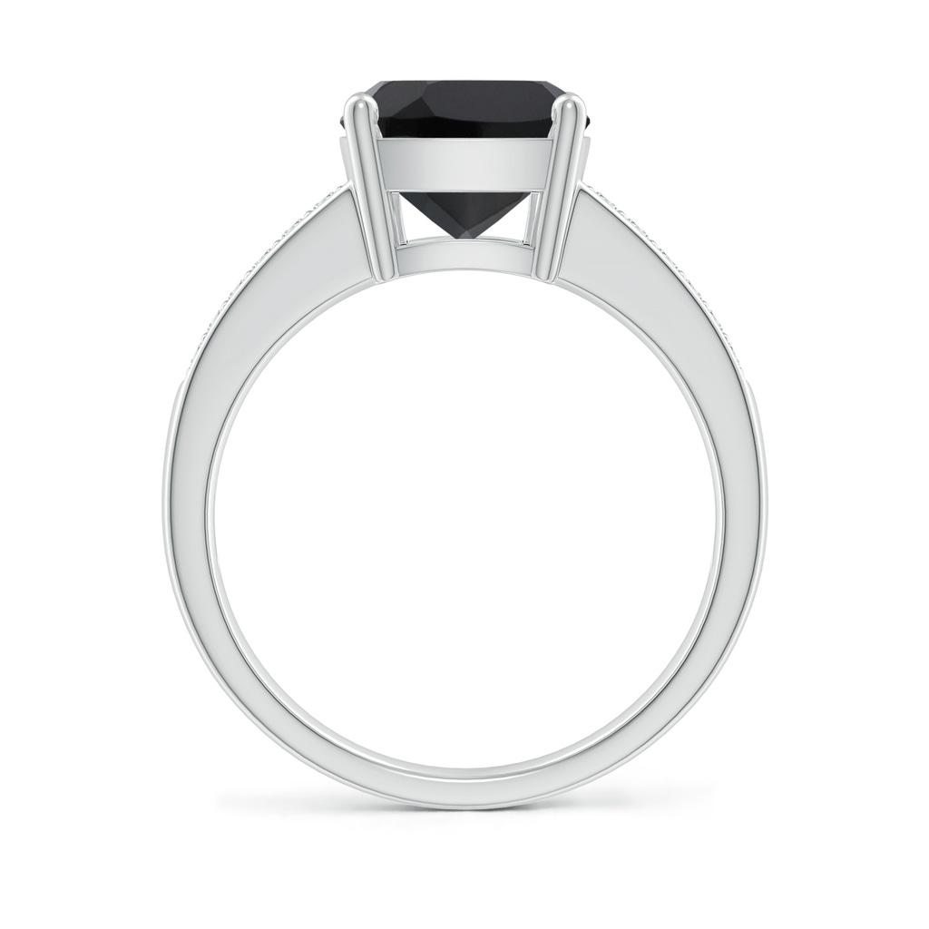 10x8mm AAA Cushion Black Onyx Cocktail Ring with Diamonds in White Gold - side_1