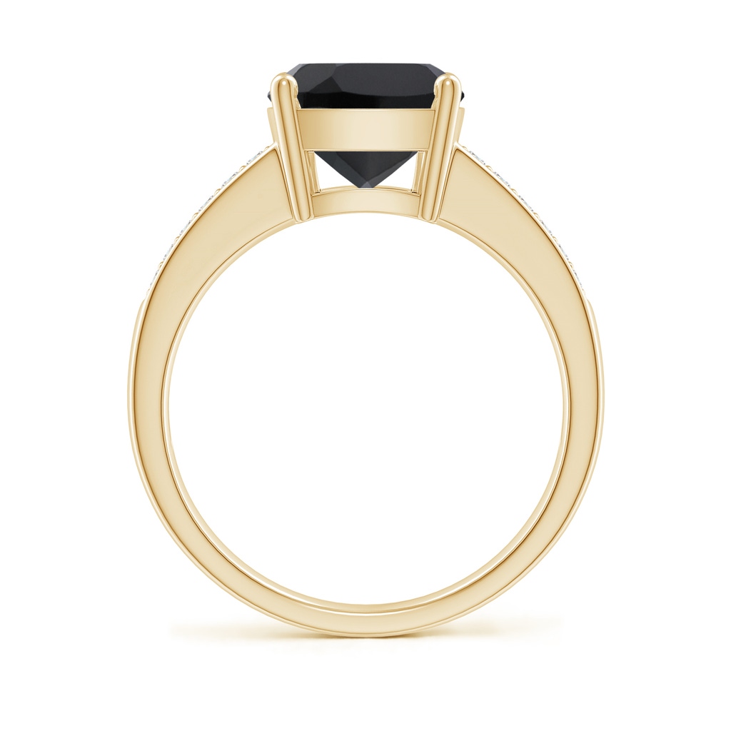 10x8mm AAA Cushion Black Onyx Cocktail Ring with Diamonds in Yellow Gold - side_1
