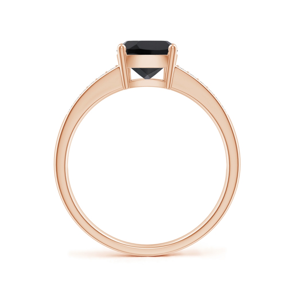 8x6mm AAA Cushion Black Onyx Cocktail Ring with Diamonds in Rose Gold Side-1