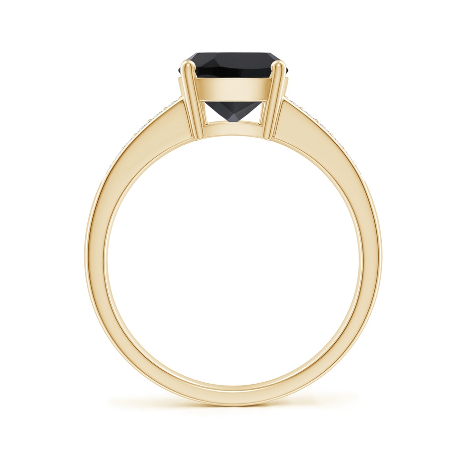 9x7mm AAA Cushion Black Onyx Cocktail Ring with Diamonds in Yellow Gold side-1