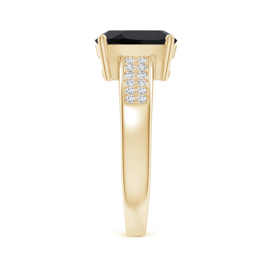 9x7mm AAA Cushion Black Onyx Cocktail Ring with Diamonds in Yellow Gold side-2