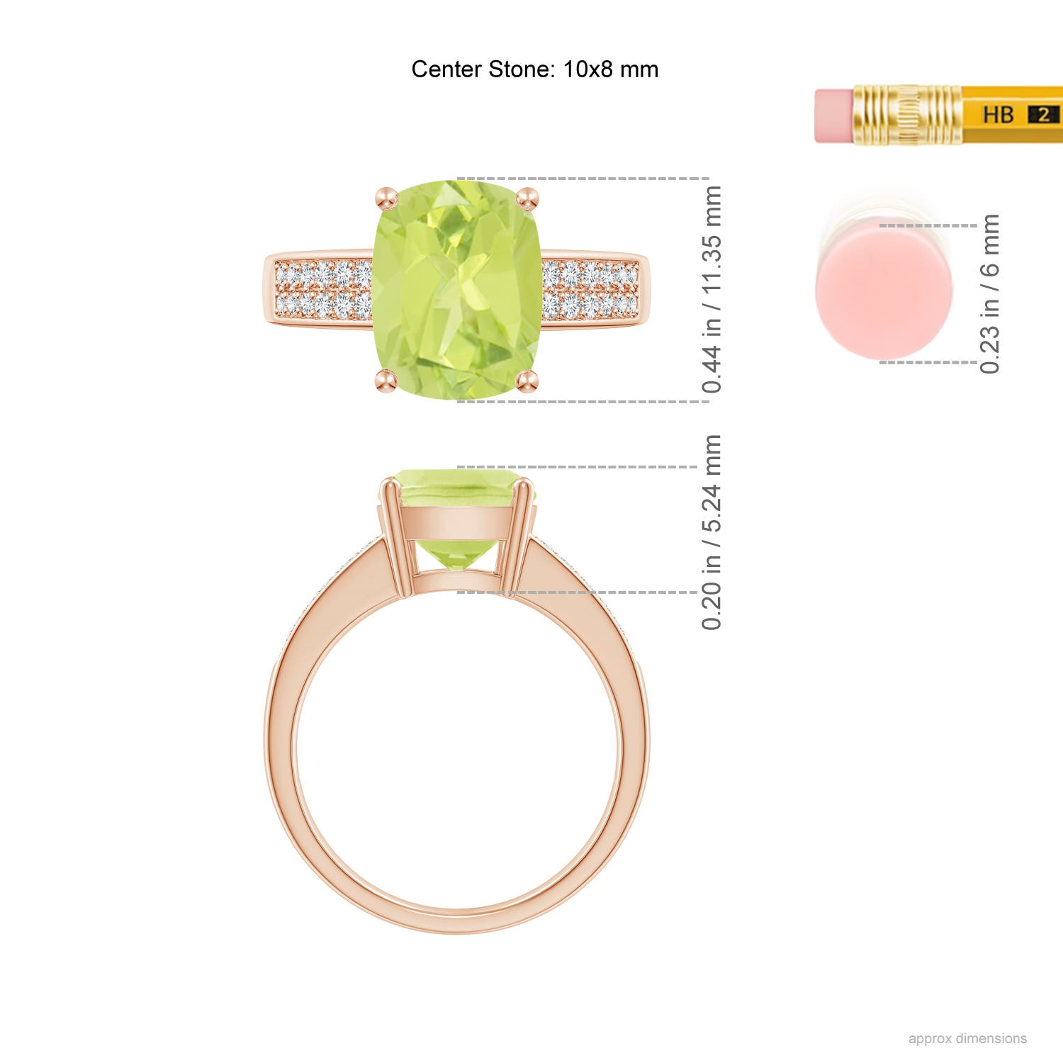 A - Peridot / 3.07 CT / 14 KT Rose Gold