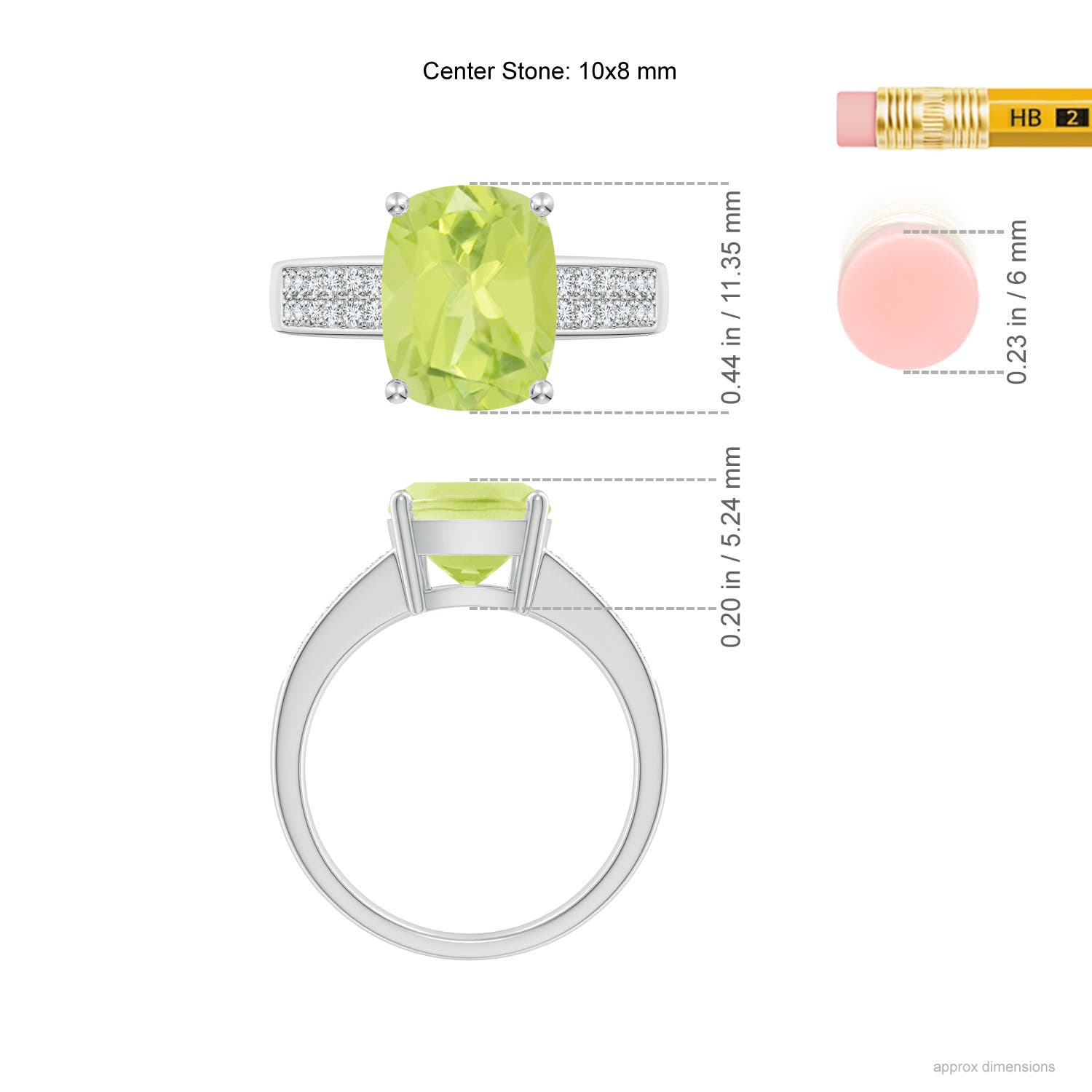 A - Peridot / 3.07 CT / 14 KT White Gold