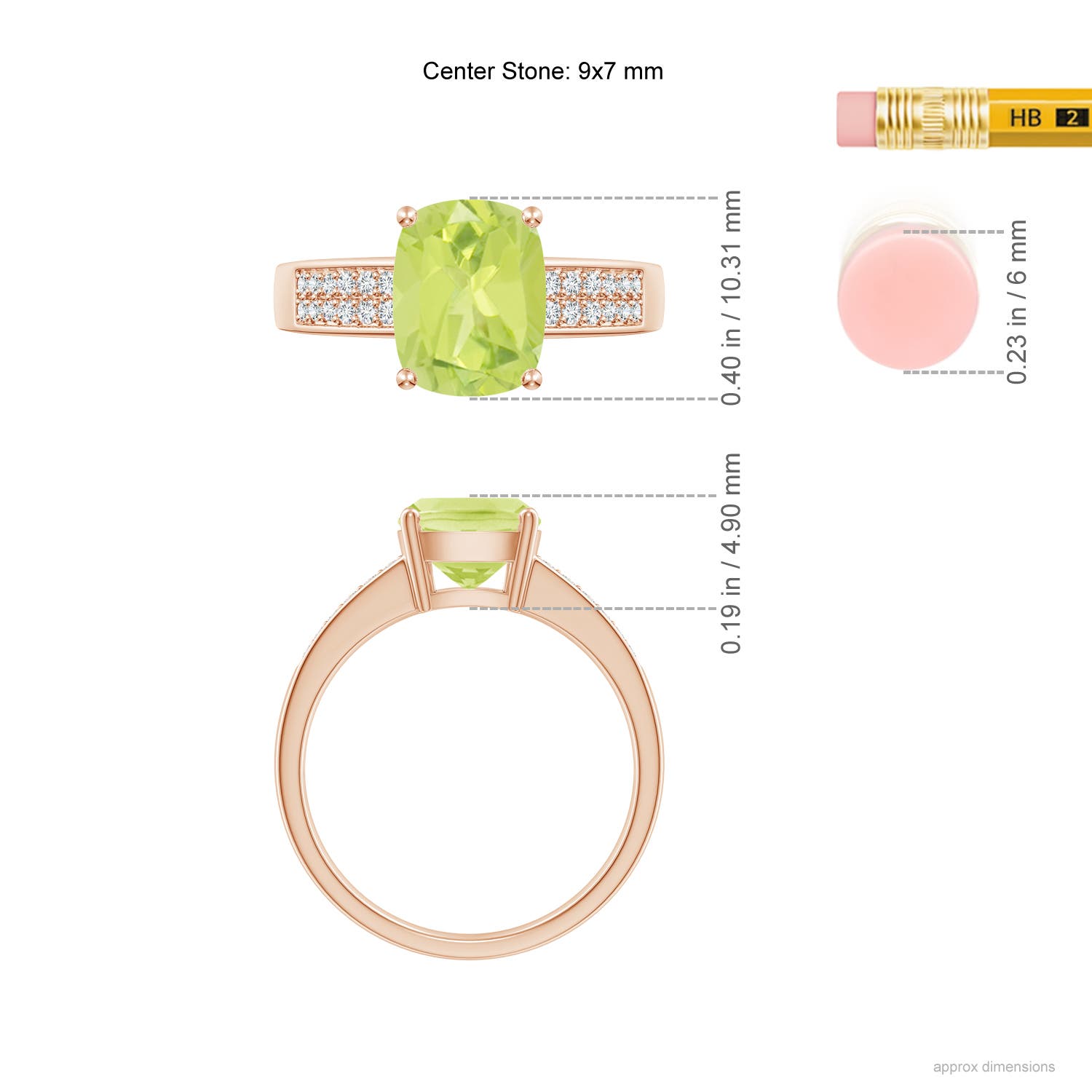 A - Peridot / 2.27 CT / 14 KT Rose Gold