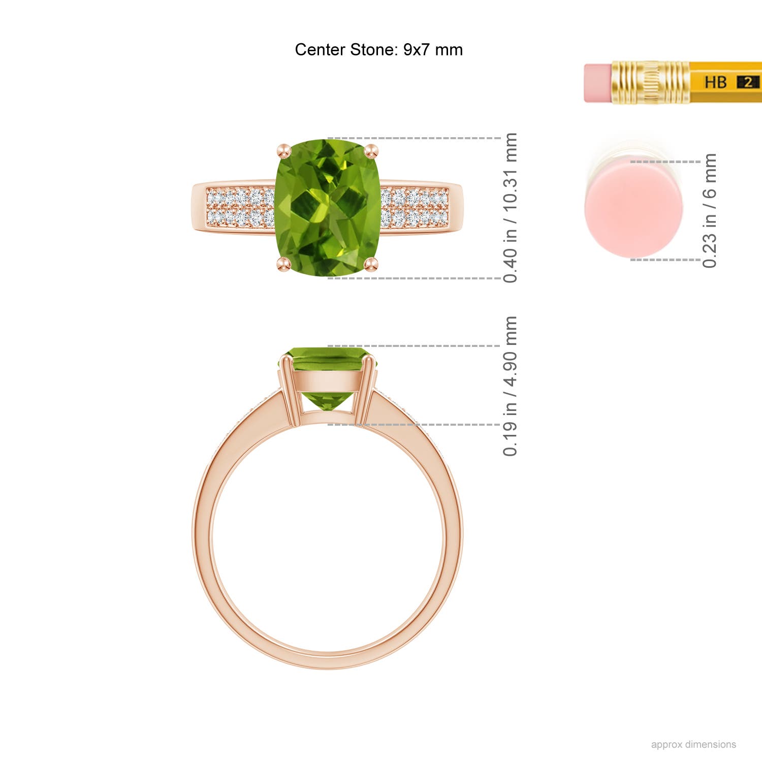 AAAA - Peridot / 2.27 CT / 14 KT Rose Gold