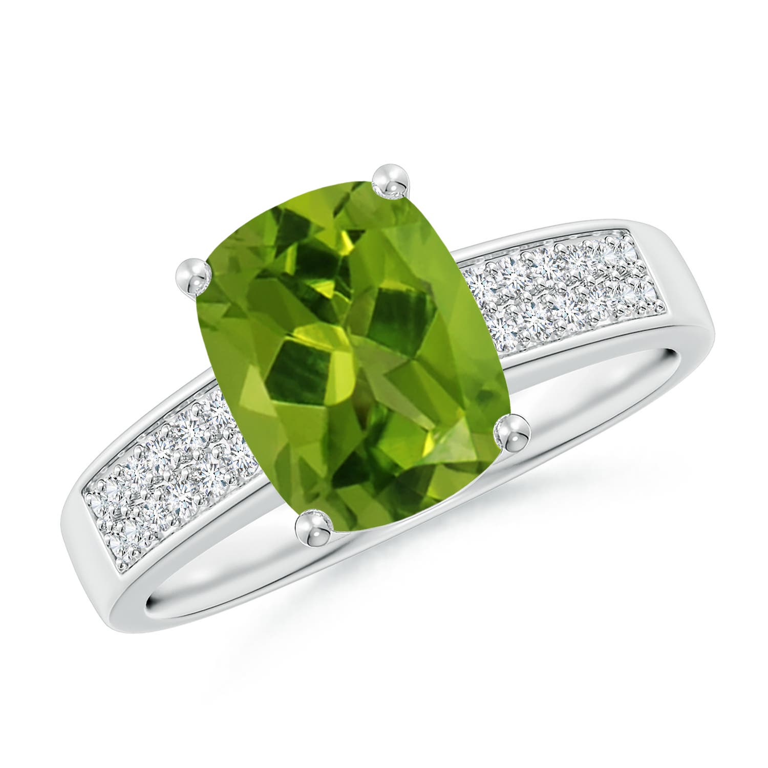 AAAA - Peridot / 2.27 CT / 14 KT White Gold