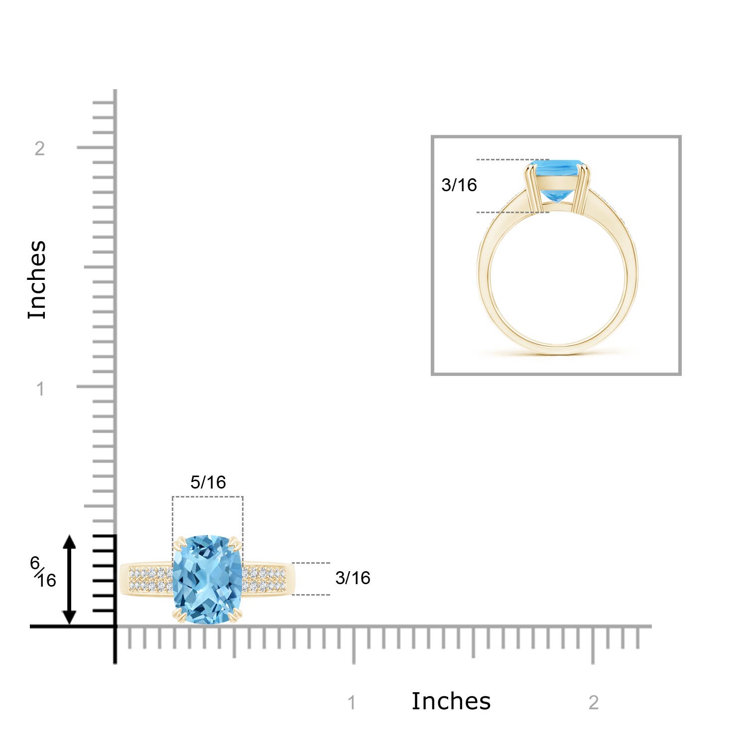 A - Swiss Blue Topaz / 3.36 CT / 14 KT Yellow Gold